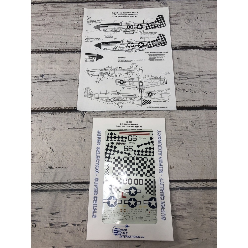 SuperScale Decals 48-678, P-51D Mustang Checkertails 318th FS/325TH FG,  15th AF